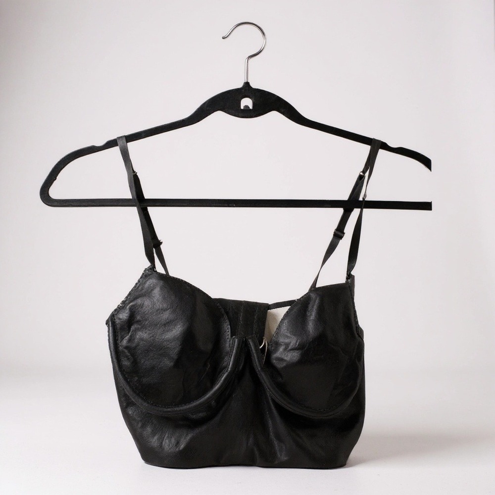 Victoria's Secret Bra Top Balconet Black Metallic Longline Sexy 32C Goth Glam